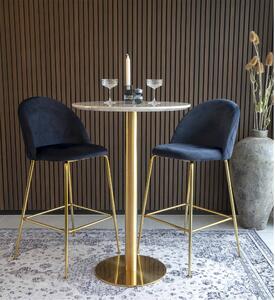 Kulatý barový stolek Barcia mramorovaná/mosazná 70 cm