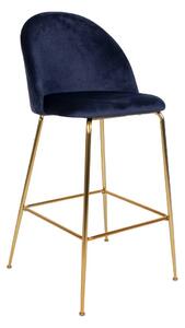 House Nordic Barová židle ze sametu, modrá s nohami mosazného vzhledu, HN1205 (Modrá)