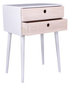House Nordic Noční stolek Rimini (Noční stolek v bílé barvě se 2 zásuvkami z přírodního dřeva)