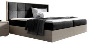Manželská postel WOOD 8, 160x200, nordic teak/černá