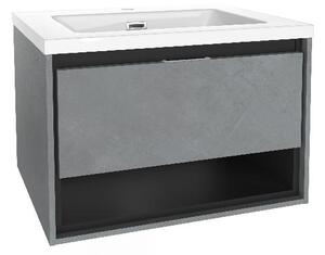 Kielle Meara - Skříňka s umyvadlem 60 cm, beton/matná černá 50026S605