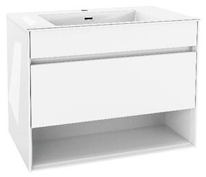 Kielle Nefia - Skříňka s umyvadlem 80 cm, lesklá bílá 50027S810