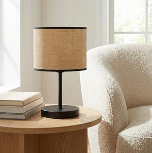 Stolní lampa ECO LN1 – černá / ratanová, 1× E27, šířka 20 cm