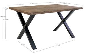 House Nordic Jídelní stůl 140cm Toulon (Jídelní stůl v barvě kouřový olejovaný dub se zvlněnou hranou - připravený na roztahovací desky\n\n140x95xh75cm)