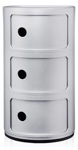 Výprodej Kartell designové stolky Componibili (v: 58,5 cm) - stříbrná