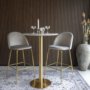 House Nordic Barová židle Lausanne (Barová židle v šedém sametu s nohami mosazného vzhledu\nHN1213)