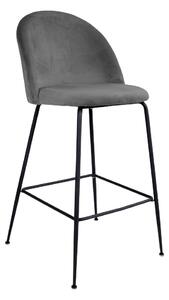 Sametová barová židle Louis šedá/černá