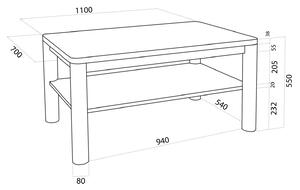 Konferenční stolek PEDRO 70 x 110 cm, (na výběr více variant)