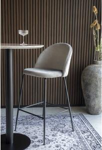 House Nordic Barová židle Lausanne (Barová židle z šedého sametu s černými nohami\nHN1213)