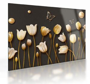Skleněný obraz - Tulipány - abstraktní (70x50 cm)
