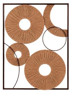 Nástěnná dekorace CIRCLES kovová 48x68 cm, hnědá