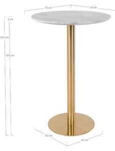 Nordic Experience Kulatý barový stolek Barcia mramorovaná/mosazná 70 cm