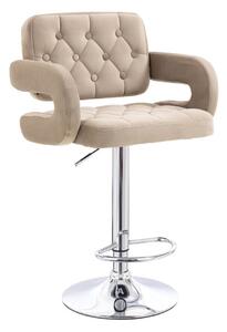 LuxuryForm DESIGN Barová židle ADRIA VELUR na stříbrném talíři - latte
