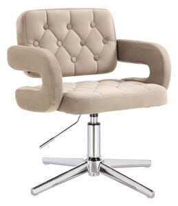 LuxuryForm DESIGN Židle ADRIA VELUR na stříbrném kříži - latte