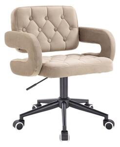 LuxuryForm DESIGN Židle ADRIA VELUR na černé podstavě s kolečky - latte