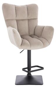 LuxuryForm DESIGN Barové křeslo AURORA VELUR na černé hranaté podstavě - latte