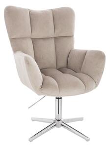 LuxuryForm DESIGN Křeslo AURORA VELUR na stříbrném kříži - latte
