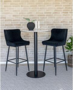 Kulatý barový stolek Barcia mramorovaná/černá, 70 cm