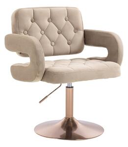 LuxuryForm DESIGN Židle ADRIA VELUR na zlatém talíři - latte