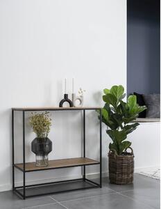 House Nordic Konzolový stůl Vita (Konzolový stolek s černým rámem a dvěma policemi v dubovém vzhledu\n80x36x80 cm)
