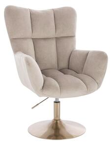 LuxuryForm DESIGN Křeslo AURORA VELUR na zlatém talíři - latte