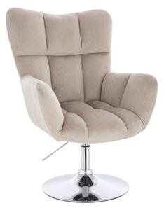 LuxuryForm DESIGN Křeslo AURORA VELUR na stříbrném talíři - latte