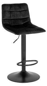 House Nordic Barová židle v sametu, černá s černými nohami, HN1207 (Černá)