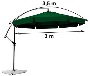 MODERNHOME Zahradní slunečník s boční nohou Rouhome - 3m zelený