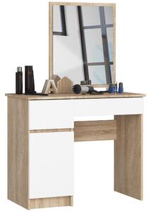 Ak furniture Kosmetický stolek se zrcadlem P-2/SL I dub sonoma/bílý levý