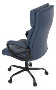 Kancelářská židle, tmavě modrá ekokůže, taštičkové pružiny, kovový kříž, kolečka na tvrdé podlahy