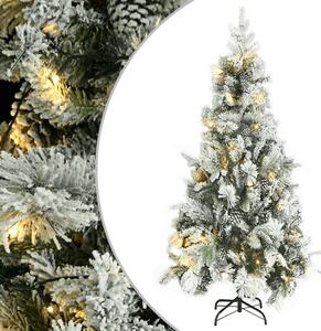 Vánoční stromek zasněžený s LED a šiškami 225 cm PVC a PE