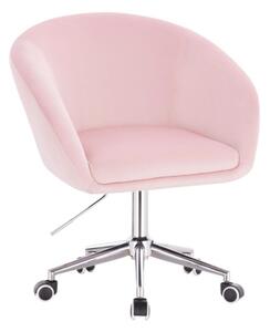 LuxuryForm Židle VENICE VELUR na stříbrné podstavě s kolečky - růžová