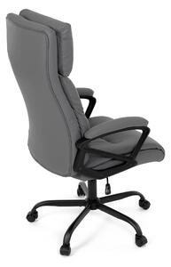 Kancelářská židle, šedá ekokůže, taštičkové pružiny, kovový kříž, kolečka na tvrdé podlahy