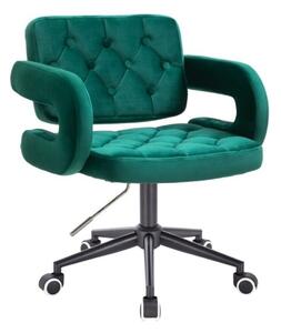 LuxuryForm DESIGN Židle ADRIA VELUR na černé podstavě s kolečky - zelená