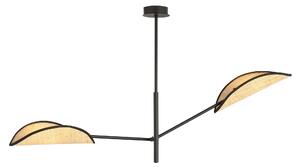 Stropní svítidlo VENE 2 – černé, hnědá textilní stínidla, 2× E14, šířka 102 cm