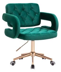 LuxuryForm DESIGN Židle ADRIA VELUR na zlaté podstavě s kolečky - zelená