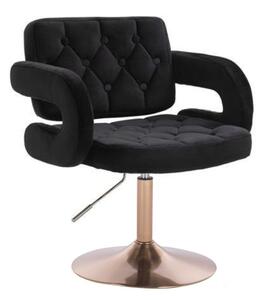 LuxuryForm DESIGN Židle ADRIA VELUR na zlatém talíři - černá