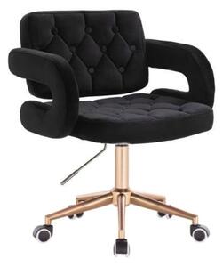 LuxuryForm DESIGN Židle ADRIA VELUR na zlaté podstavě s kolečky - černá
