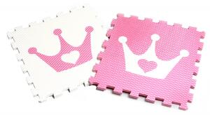 Vylen Pěnové podlahové puzzle Minideckfloor s korunkou Bílý s růžovou korunkou 340 x 340 mm