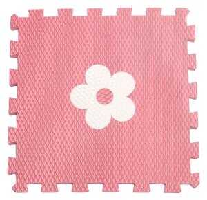 Vylen Pěnové podlahové puzzle Minideckfloor s kytkou Růžový s bílou kytkou 340 x 340 mm