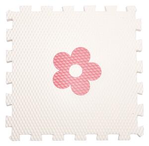 Vylen VYLEN Pěnové podlahové puzzle Minideckfloor s kytkou Bílý s růžovou kytkou 340 x 340 mm