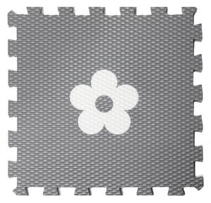 Vylen VYLEN Pěnové podlahové puzzle Minideckfloor s kytkou Šedý s bílou kytkou 340 x 340 mm