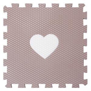 Vylen Pěnové podlahové puzzle Minideckfloor se srdíčkem Barevné varianty: Hnědý s bílým srdíčkem 340 x 340 mm