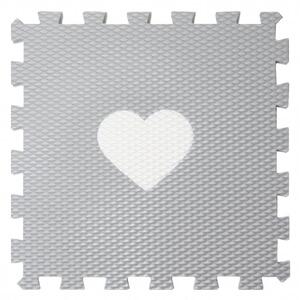 Vylen VYLEN Pěnové podlahové puzzle Minideckfloor se srdíčkem Světle šedý s bílým srdíčkem 340 x 340 mm