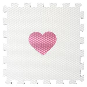 Vylen VYLEN Pěnové podlahové puzzle Minideckfloor se srdíčkem Bílý s růžovým srdíčkem 340 x 340 mm