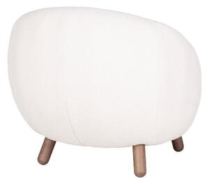 Bílé designové lounge křeslo z umělé jehněčí kožešiny Latama