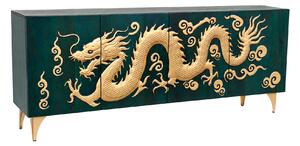 Komoda DRAGON 3D 180 CM tyrkysová/zlatá masiv mango Nábytek | Úložné prostory | Komody | Nízké