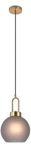 House Nordic lustr Luton (Závěs ve tvaru koule z matného kouřového skla a mosaznou objímkou, 150 cm látková šňůra\n150 cm látková šňůra\nŽárovka: E27/40W)