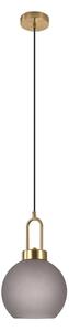 House Nordic lustr Luton (Závěs ve tvaru koule z matného kouřového skla a mosaznou objímkou, 150 cm látková šňůra\n150 cm látková šňůra\nŽárovka: E27/40W)
