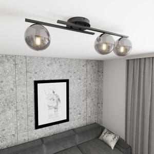 Stropní svítidlo KAIRO 3 – černé, grafitové sklo, 3× E14, šířka 60 cm